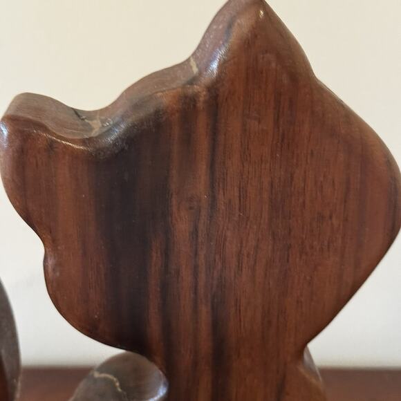 VTG MCM Wooden Cat Kitty Kitten 9" Hand Carved Artisan Cat Lady Minimalist Decor - Picture 2 of 16